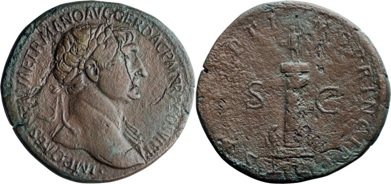 Trajan. Sestertius; Trajan; 98-117 AD, Rome, 112-115 AD, Sestertius, 23.43g. Woy...