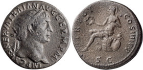 Trajan. Dupondius; Trajan; 98-117 AD, Rome, 101-2 AD, Dupondius, 11.18g. Woytek-109a-2, pl. 17 (same dies). Obv: IMP CAES NERVA TRAIAN AVG GERM P M He...