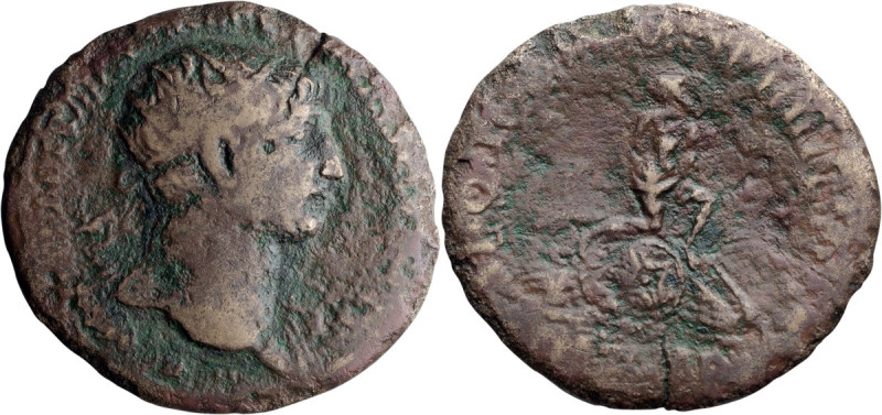 Trajan. Dupondius; Trajan; 98-117 AD, Rome, c. 107-8 AD, Dupondius, 9.53g. Woyte...