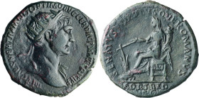 Trajan. Dupondius; Trajan; 98-117 AD, Rome, 115-6 AD, Dupondius, 9.88g. Woytek-543b (2 spec.), pl. 110 (Paris, same dies). Obv: IMP CAES NER TRAIANO O...