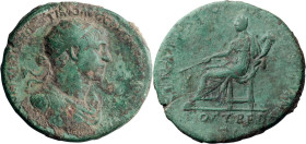 Trajan. Dupondius; Trajan; 98-117 AD, Rome, c. 115-6 AD, Dupondius, 10.11g. Woytek-543h (2 spec.), pl. 110 (same dies). Obv: Long legend including COS...