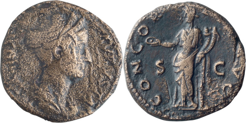 Sabina. ; Sabina; Rome, c. 135-6 AD, Dupondius (yellow metal), 12.78g. RIC-2588 ...