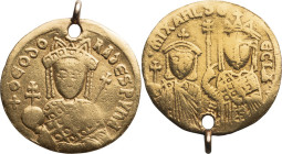 Michael III "the Drunkard", with Theodora and Thecla. 842-867 AD. Solidus; Michael III "the Drunkard", with Theodora and Thecla. 842-867 AD; Constanti...