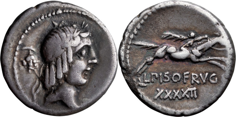 L. Calpurnius Piso Frugi. Denarius; L. Calpurnius Piso Frugi; 90 BC, Denarius, 3...