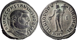 Constantius I as Caesar. Follis; Constantius I as Caesar; 293-305 AD, Antioch, c. 299-300 AD, Follis, 9.02g. RIC-53a. Obv: Laureate head r. Rx: Genius...
