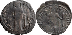 Andronicus II and Michael IX. Assarion; Andronicus II and Michael IX; Constantinople, 1295-1320 AD, Assarion, 1.96g. DO-671-6, S-2434. Obv: Andronicus...