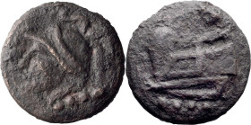 . Triens; ; 215-212 BC, Rome, AE Triens, 25.20g. Vecchi, ICC-111. Obv: helmeted head of Minerva left Rx: prow left.. VF