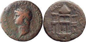 Nero. Dupondius; Nero; 54-68 AD, Rome, 64 AD, Dupondius, 13.80g. MacDowall-202. Obv: NERO CLAVDIVS CAESAR AV[G GER P M TR P IMP] Head radiate l. Rx: M...