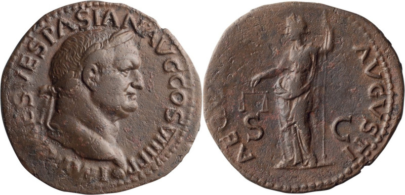 Vespasian. Dupondius; Vespasian; 69-79 AD, Lugdunum, 77-78 AD, Dupondius, 9.11g....