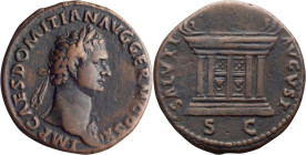 Domitian. 40-as; Domitian; 81-96 AD, Rome, 85 AD, As, 10.35g. RIC-304, BM-315. Obv: IMP CAES DOMITIAN AVG GERM COS XI Bust laureate r. Rx: SALVTI AVGV...