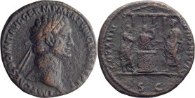 Domitian. 40-as; Domitian; 81-96 AD, Rome, 88-9 AD, As, 10.35g. RIC-623 (C2), BM-434, Paris-471, C-85 (8 Fr.). Obv: IMP CAES DOMIT AVG GERM P M TR P V...