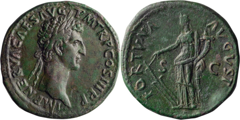 Nerva. Sestertius; Nerva; 96-98 AD, Rome, 97 AD, Sestertius, 28.10g. BM-107, Par...