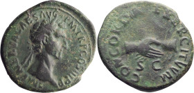 Nerva. 40-as; Nerva; 96-98 AD, Rome, 97 AD, As, 12.39g. BM-128. Obv: IMP NERVA CAES AVG - P M TR P COS III P P Head laureate r. Rx: CONCORDIA - EXERCI...