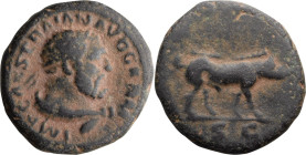 Trajan. Quadrans; Trajan; 98-117 AD, Rome, 114-117 AD, Quadrans, 3.11g. RIC-702. Obv: IMP CAES TRAIAN AVG GERM, laureate bust of Hercules wearing lion...