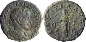 Gordian III. 40-as; Gordian III; 238-244 AD, Rome, 241-3 AD, As, 10.67g. RIC-300b, C-123. Obv: IMP GORDIANVS PIVS FEL AVG Bust, laureate, draped, cuir...