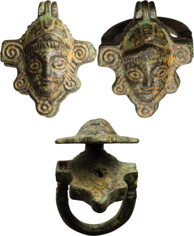 Roman Bronze Mask Puzzle Padlock; Roman Bronze Mask Puzzle Padlock, ca. 1st-3rd ...