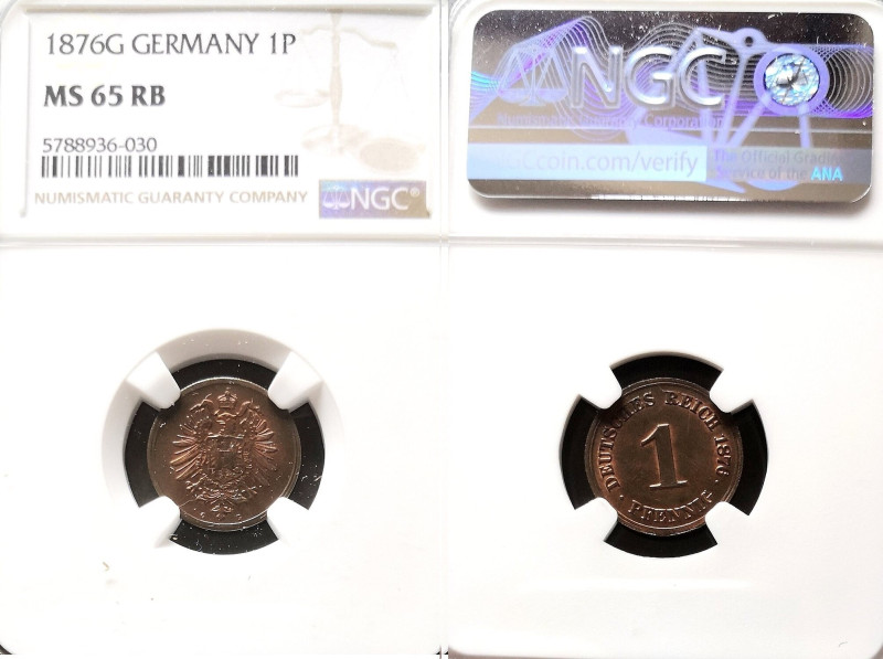 Reichskleinmünzen, 1 Pfennig kleiner Adler, Kupfer 1873-1889
1876 G.
Lichtenra...