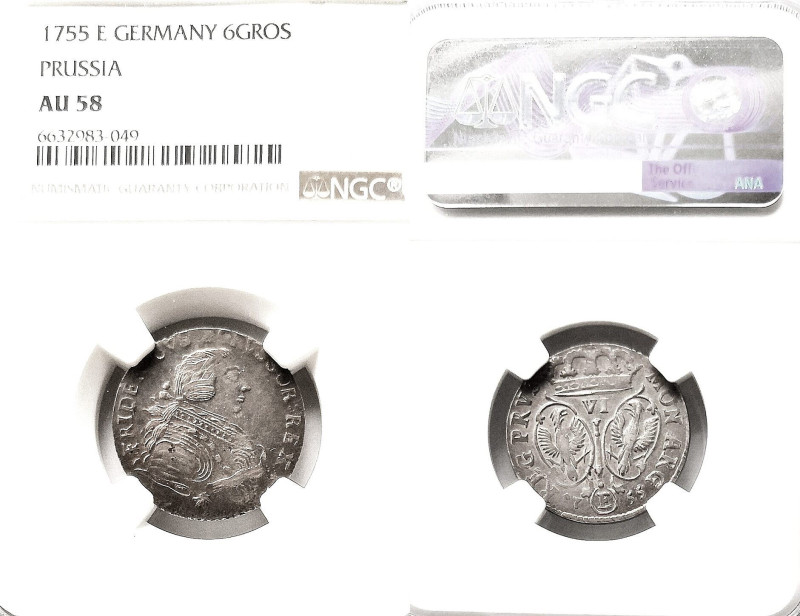 Brandenburg Preußen, Friedrich II. 1740-1786, 6 Gröscher 1755, Königsberg. 3,05 ...