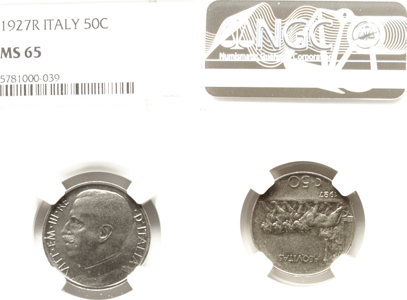 Vittorio Emanuele III, 1900-1943. 
50 Centesimi 1927 Roma, Leoni, bordo liscio. ...