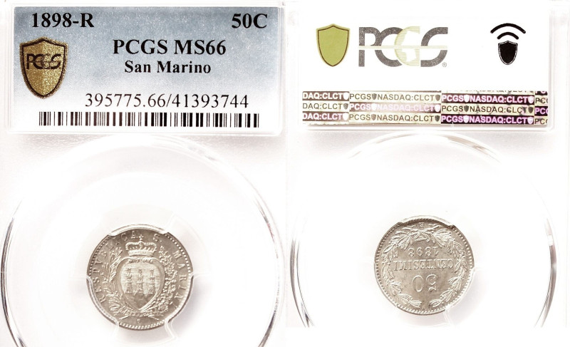 SAN MARINO
Republik.
50 Centesimi 1898 R, Rom. Pagani 369. , MS66