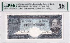 Australia, 5 Pounds, 1960/1965, AUNC, p35a

PMG 58

Estimate: USD 150-300