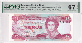 Bahamas, 3 Dollars, 1984, UNC, p44a

PMG 67 EPQ, High condition , Queen Elizabeth II Portrait

Estimate: USD 30-60