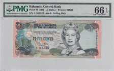 Bahamas, 1/2 Dollar, 2001, UNC, p68

PMG 66 EPQ, Queen Elizabeth II. Potrait

Estimate: USD 25-50