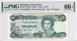 Bahamas, 1 Dollar, 2002, UNC, p70

PMG 66 EPQ, Queen Elizabeth II Portrait

Estimate: USD 50-100