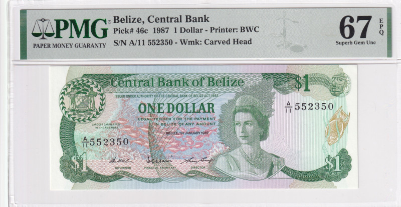 Belize, 1 Dollar, 1987, UNC, p46c

PMG 67 EPQ, High condition , Queen Elizabet...