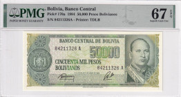Bolivia, 50.000 Pesos Bolivianos, 1984, UNC, p170a

PMG 67 EPQ, High condition 

Estimate: USD 25-50