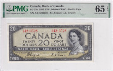 Canada, 20 Dollars, 1954, UNC, p70a

PMG 65 EPQ, Queen Elizabeth II Portrait

Estimate: USD 500-1.000