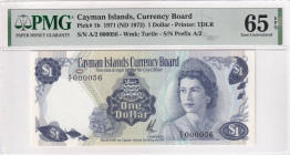 Cayman Islands, 1 Dollar, 1972, UNC, p1b

PMG 65 EPQ, Queen Elizabeth II. Potrait

Estimate: USD 75-150