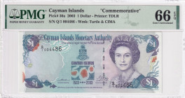 Cayman Islands, 1 Dollar, 2003, UNC, p30a

PMG 66 EPQ, Commemorative banknot, Queen Elizabeth II Portrait

Estimate: USD 30-60