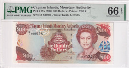 Cayman Islands, 100 Dollars, 2006, UNC, p37a

PMG 66 EPQ, Queen Elizabeth II. Potrait

Estimate: USD 250-500