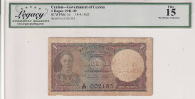 Ceylon, 1 Rupee, 1941/1949, FINE, p34

LGC 15

Estimate: USD 25-50