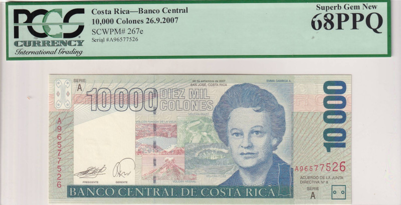 Costa Rica, 10.000 Colones, 2007, UNC, p267e

PCGS 68 PPQ, High Condition

E...