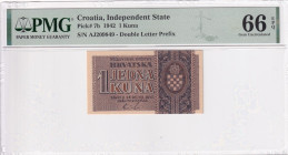 Croatia, 1 Kuna, 1942, UNC, p7b

PMG 66 EPQ

Estimate: USD 25-50