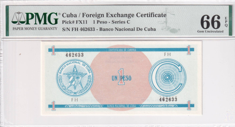 Cuba, 1 Peso, 1985, UNC, pFX11

PMG 66 EPQ, TOP POP, Currency certificate

E...