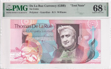 De La Rue, , UNC, TEST NOTE

SPECIMEN, PMG 68 EPQ, High Condition 

Estimate: USD 50-100