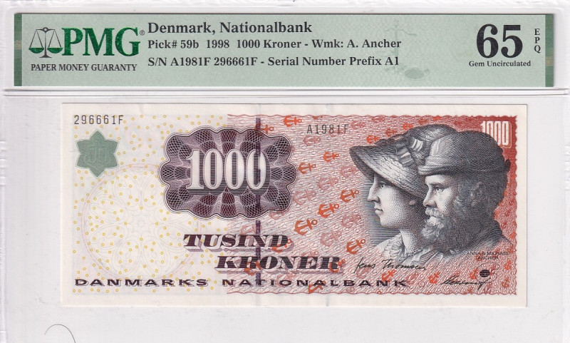 Denmark, 1.000 Kroner, 1998, UNC, p59b

PMG 65 EPQ

Estimate: USD 500-1.000