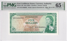 East Caribbean States, 5 Dollars, 1965, UNC, p14h

PMG 65 EPQ, Queen Elizabeth II Portrait

Estimate: USD 150-300