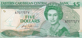 East Caribbean States, 5 Dollars, 1985, UNC, p18v

Queen Elizabeth II Portrait

Estimate: USD 30-60