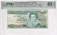 East Caribbean States, 5 Dollars, 1988/1993, UNC, p22a

PMG 65 EPQ, Queen Elizabeth II. Potrait, Antigua

Estimate: USD 60-120