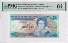 East Caribbean States, 10 Dollars, 1985/1993, UNC, p23a2

PMG 64 EPQ, Queen Elizabeth II Portrait

Estimate: USD 100-200