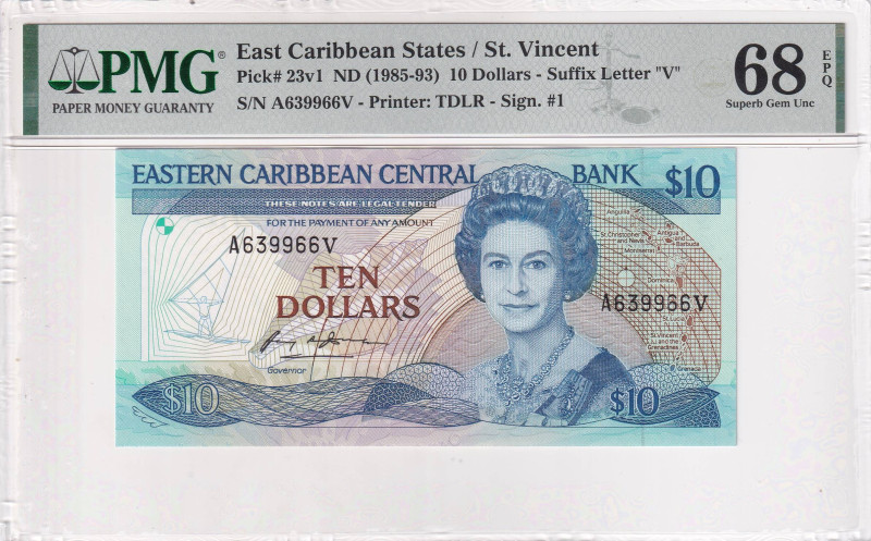 East Caribbean States, 10 Dollars, 1985\1993, UNC, p23v1

PMG 68 EPQ, High Con...