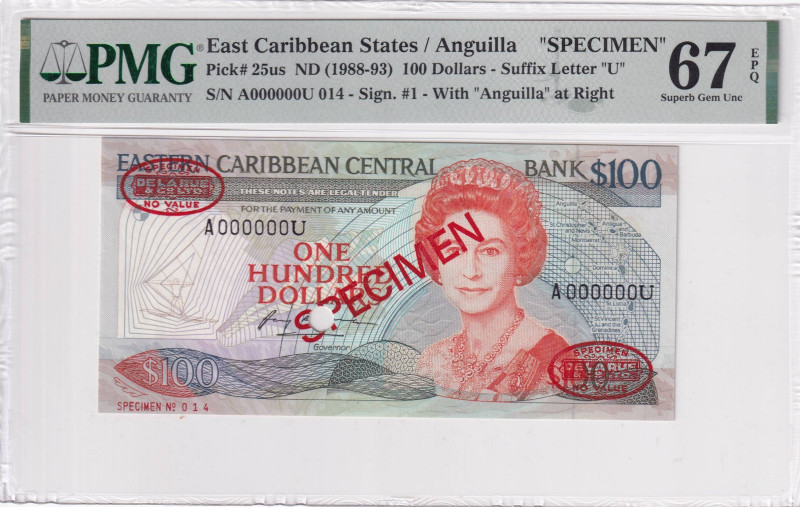 East Caribbean States, 100 Dollars, 1988/1993, UNC, p25us, SPECIMEN

PMG 67 EP...