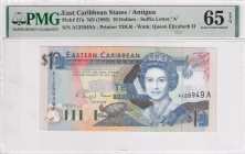 East Caribbean States, 10 Dollars, 1993, UNC, p27a

PMG 65 EPQ, Queen Elizabeth II. Potrait

Estimate: USD 50-100