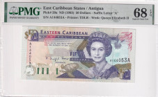 East Caribbean States, 50 Dollars, 1993, UNC, p29a

PMG 68 EPQ, High Condition , Antigua

Estimate: USD 350-700