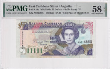 East Caribbean States, 50 Dollars, 1993, AUNC, p29u

PMG 58 EPQ, Queen Elizabeth II Portrait

Estimate: USD 200-400