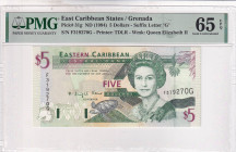 East Caribbean States, 5 Dollars, 1994, UNC, p31g

PMG 65 EPQ, Queen Elizabeth II Portrait

Estimate: USD 30-60